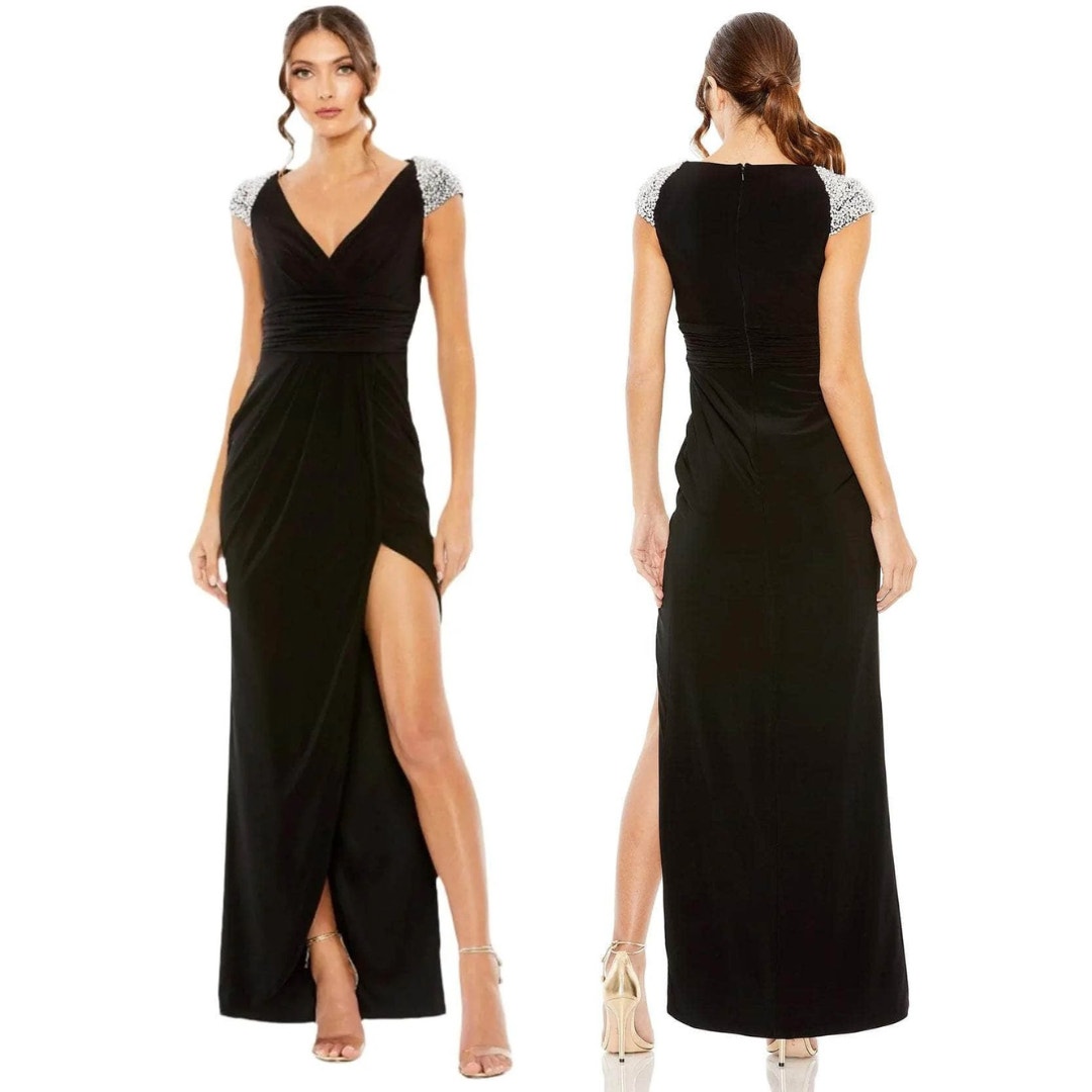 Mac Duggal 42069 Embellished Cap Sleeve Evening Dress Formal Party Guest 10